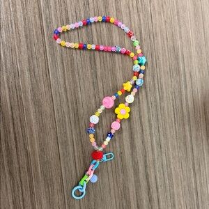 Multicolor Beaded Key & Card Holder Lanyard with Flower Charm teacher